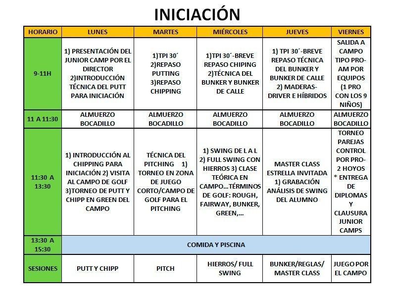 pga junior camp golf iniciacion