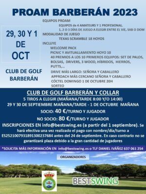 clases de golf en madrid bestswing proam 2023 cartel