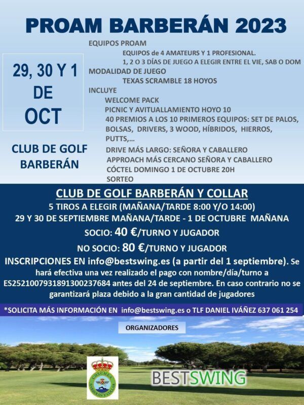 clases de golf en madrid bestswing proam 2023 cartel